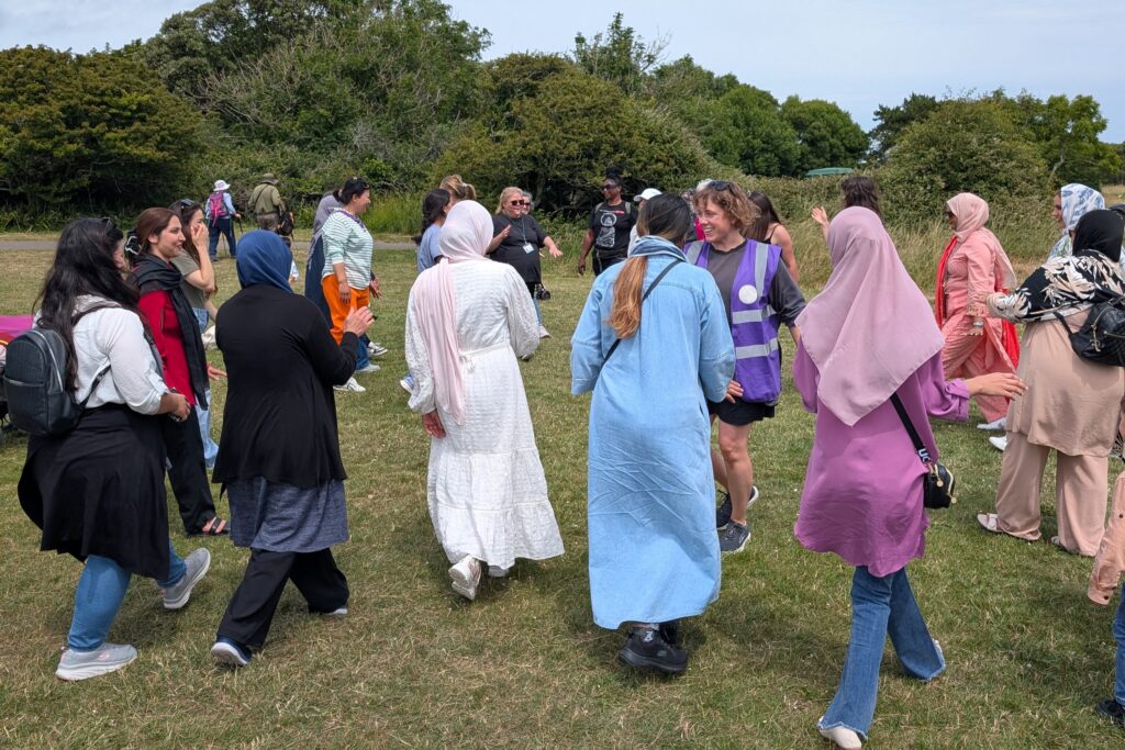 Group of women - some in Hijabs at Durlston Country Park